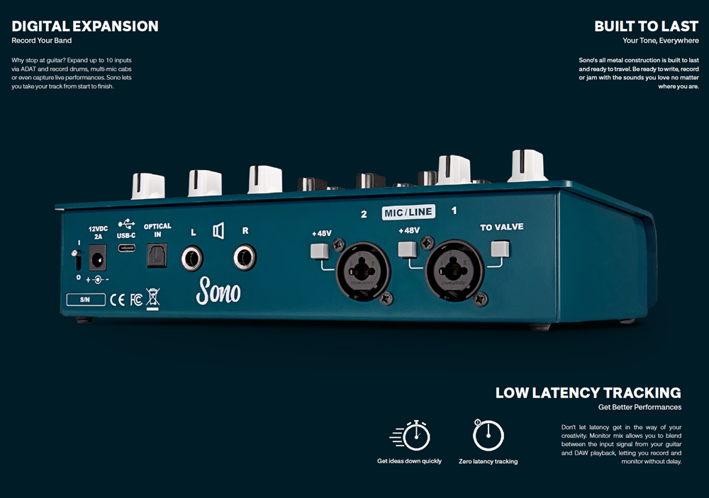 Audient SONO Audio Interface for Guitarist - Studio Connections